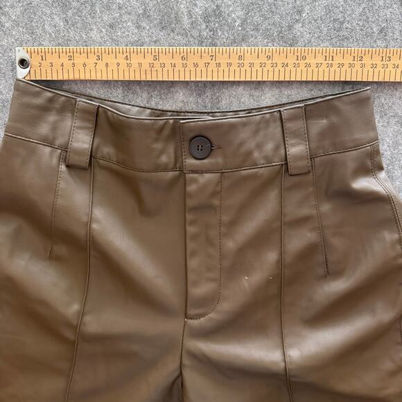 Zara Francoise XS Full‎ Length Straight Leg High-Waisted Faux Leather Trousers - Picture 4 of 8